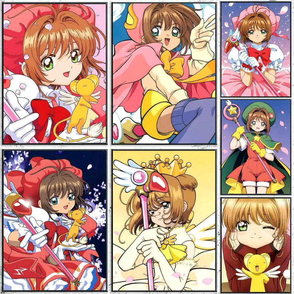 Girl C-Cardcaptor S-Sakura Poster Waterproof Wall Art Sticker For Bar Living Room Vintage Room Decor High Quality Print Gift