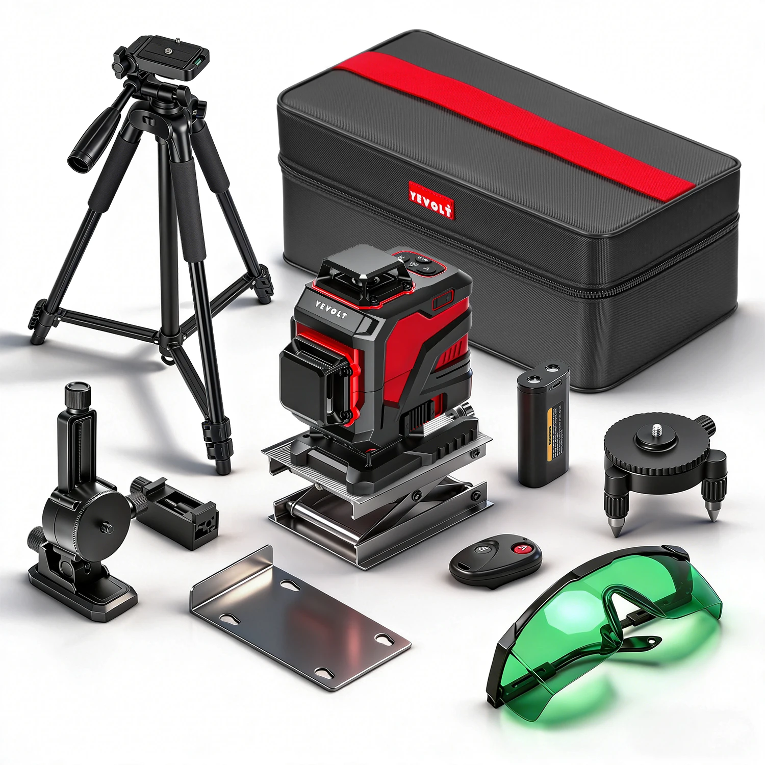 Niveau laser YEVOLT 16 lignes auto-nivelant 4x360 °   Outil à faisceau vert 4D horizontal et vertical avec télécommande pour la pose de carrelage