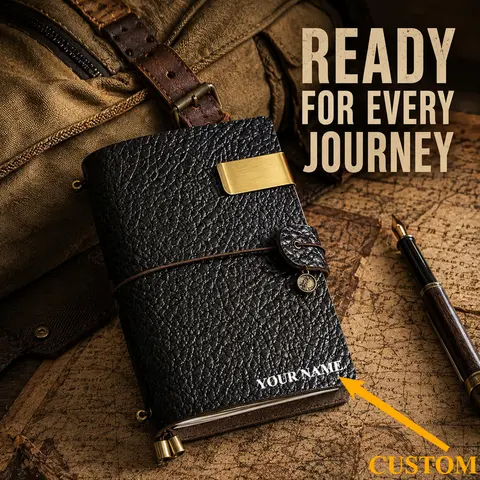 Vintage Bison Grain Leather Traveler Notebook Floral Embossed Loose Leaf TN Journal Business Diary Planner Custom Engraving