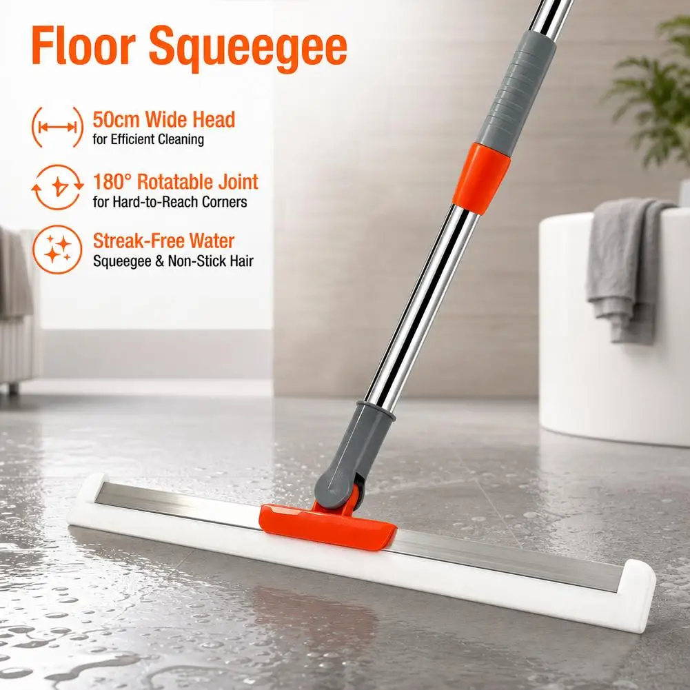 1/2Pcs Multifunctional Silicone Rotary Retractable Floor Scraper Broom Kitchen Bathroom Glass Cleaning Cleaning Household Mop