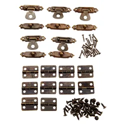 15 Pcs/set Antique Bronze Furniture Cabinet Hinges with 26*15mm Jewelry Wood Box Toggle Hasp Latch Lock Furniture Hardware