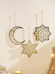 1/3Pcs Acrylic Ramadan Hanging Ornaments,Eid Mubarak muslim decor Ramadan Kareem，Gold Moon Ornaments Crafts Wall Decor Gift