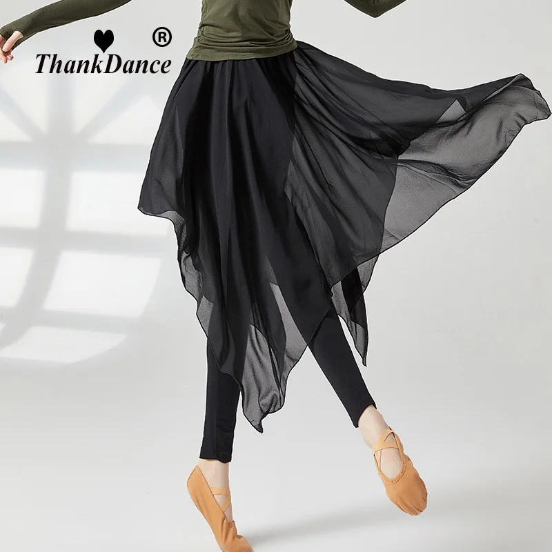 Buik Latin Dans Broek Rok Volwassen Vrouwen Ballet Dans Rok Klassieke Swing Rok Moderne Dans Broek Chiffon Training Kleding