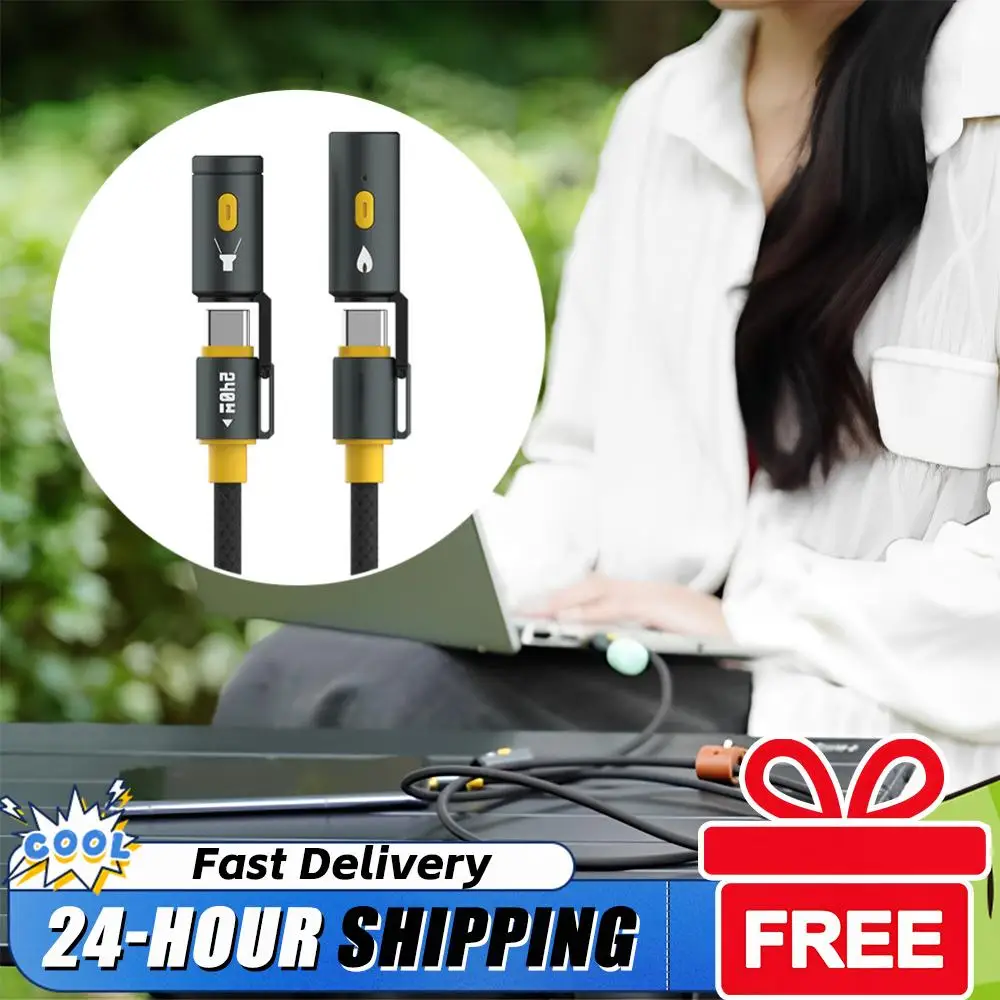 

Кабель для быстрой зарядки телефона 240 Вт с функцией прикуривателя и LED-подсветкой, универсальный зарядный кабель для iPhone 16 Pro Max/Pad/телефонов/планшетов/ноутбуков