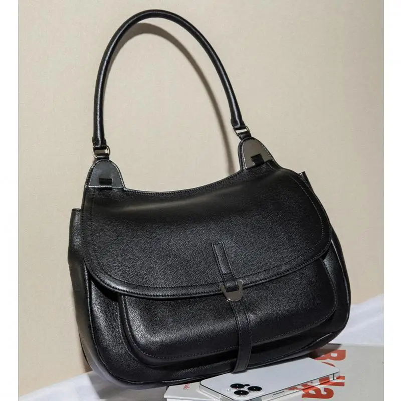 

European And American Fashion Top Layer Cowhide Saddle Bag, New High-end Feeling, Famous Designer Leather Shoulder Crossbody Bag