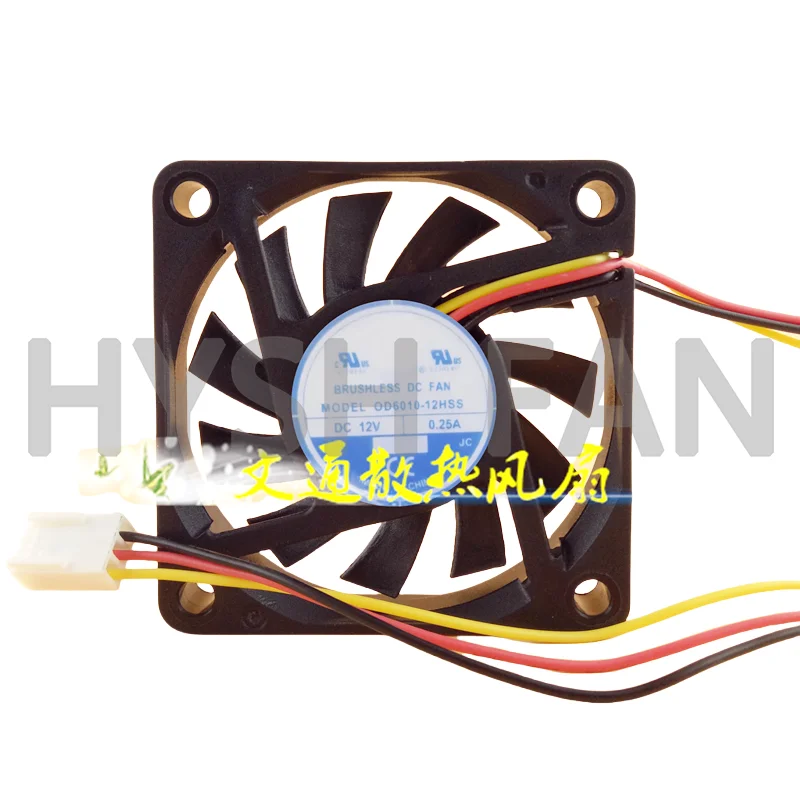 

OD6010-12HSS DC12V 0.25A 60*60*10MM Chassis Cooling Fan