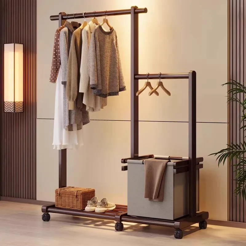 AOLIVIYA Bedroom Standing Coat Rack Floor Hat Hanger Clothing Storage Rack Chinese Style Room Shelf