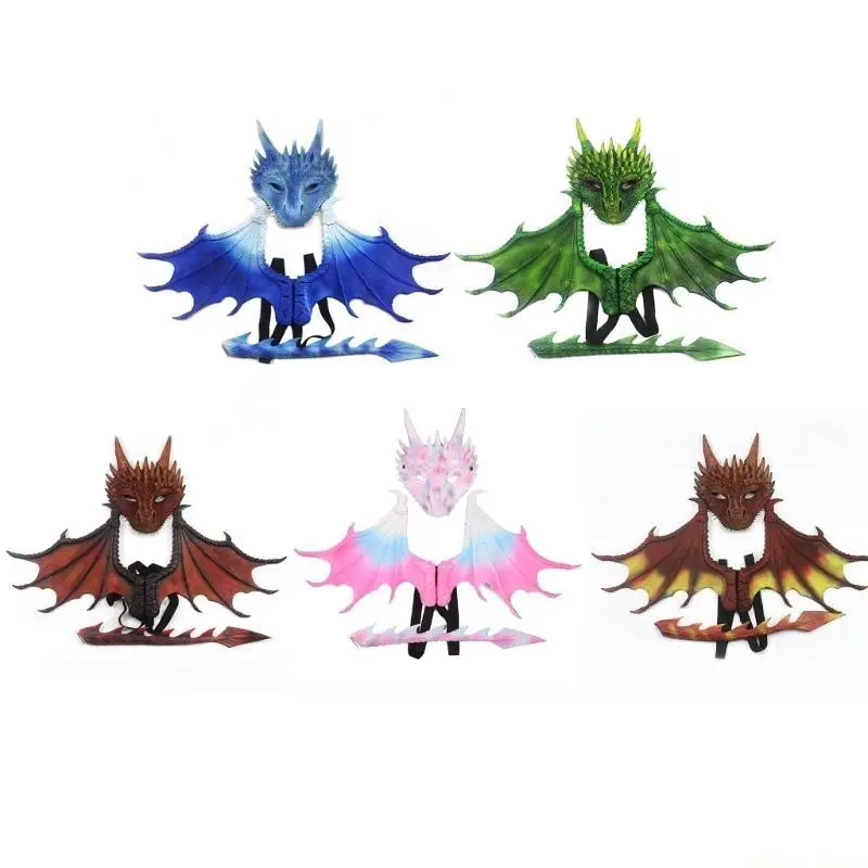 

31BF маска дракона с крыльями и хвостом на Хэллоуин, косплей, аксессуары, костюм для творческого крыла, маскарада, карнавала