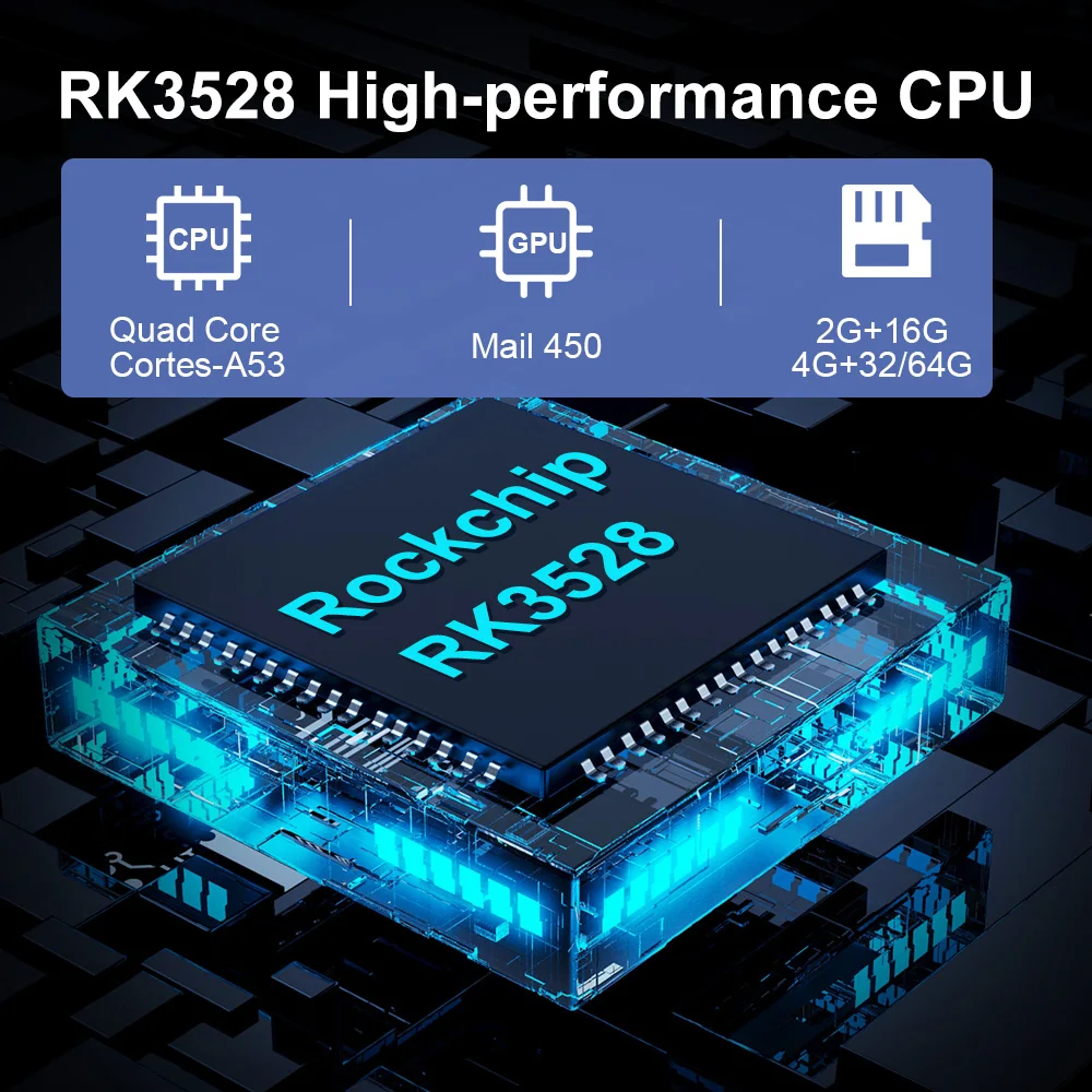 DQ08 RK3528 صندوق التلفزيون الذكي أندرويد 13 رباعي النواة Cortex A53 يدعم 8K فيديو 4K @ 60fps HDR10 + 2.4 & 5G Dual WifiBT4.0 Google Voice