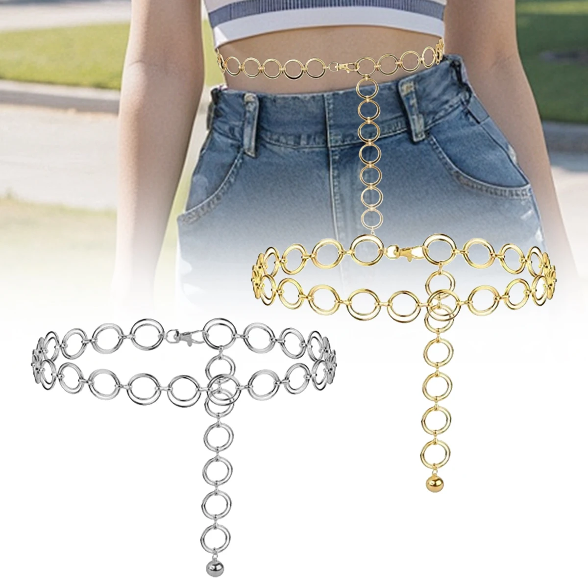 New Waist Chain Women's Pants Pendant Street Skirt Decoration Belt for Dress Waistbands Ladies Clothing Accessories