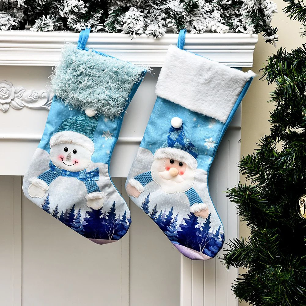 Große blaue gestrickte Weihnac – Christmas Stocking Hanging Bewertung und Preis