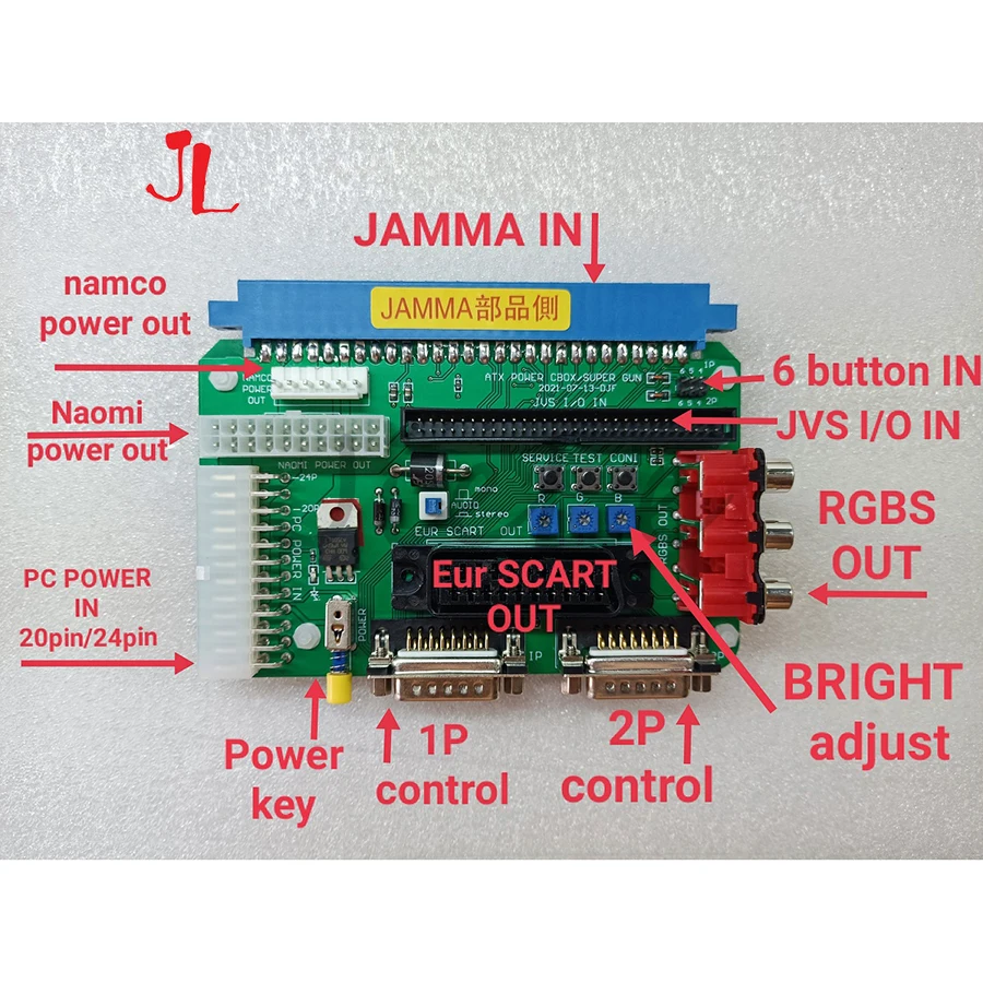 

NEOGEO MVS SNK 28Pin JAMMA Motherboard Video SuperGun with 12V 5A Power Supply CBOX Mini SNK DB15 Gamepad Interface RGBS/SCART