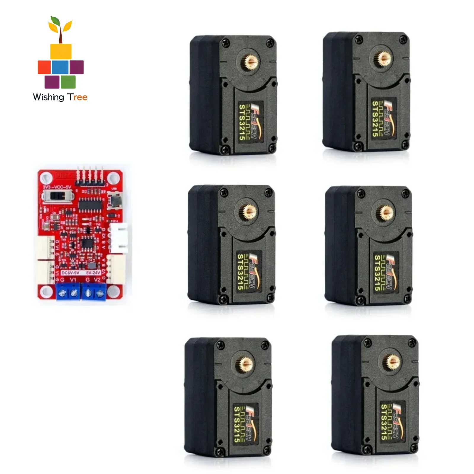 Feetech STS3215 19KG 7.4V 2 軸 TTL ストリング RC サーボモーター SO-ARM100 ロボットアーム用 ST-3215-C001 (6 個)