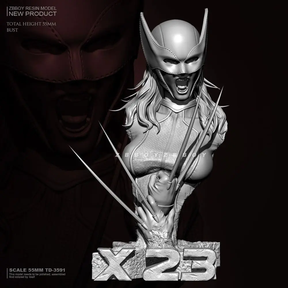 65mm Wolverine Bust Model White Resin Self-assembly Figurines DIY Coloring Miniatures Unassembled and Uncolored Models