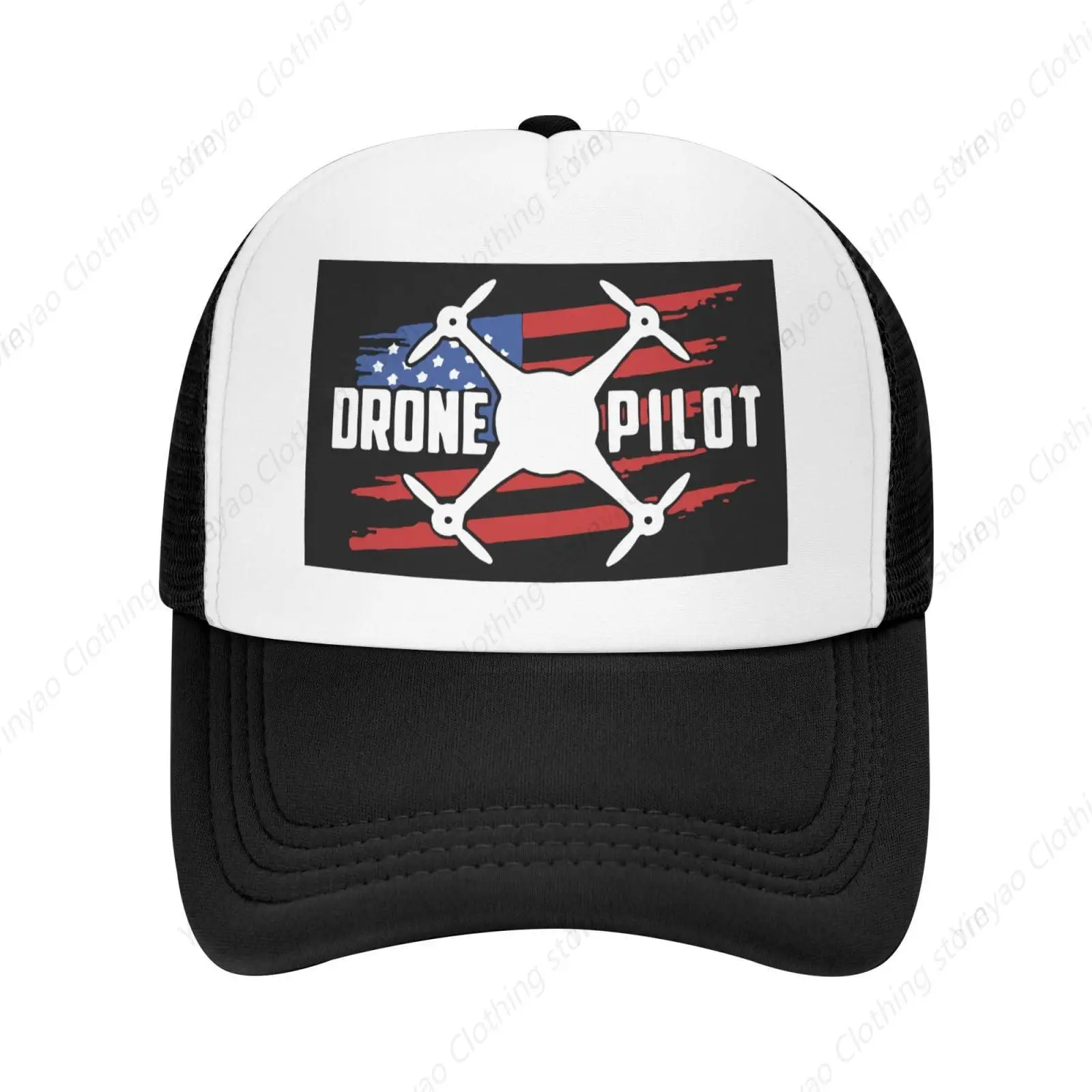 

Drone Pilot US Flag Truck Driver Hat Outdoor Men's or Women's Mesh Sunshade Baseball Hat