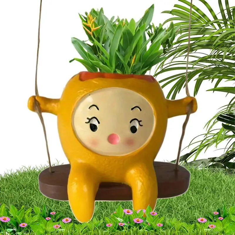 

Plant Pot Orange Shape Flower Plant Pot Swing Cute Plant Pot Swing Smiling Expression Artistic Vase Novelty Home Decoration