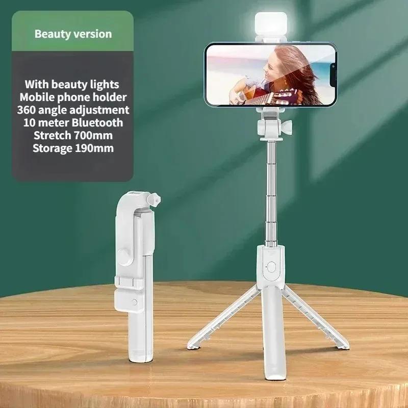 Selfie Stick Draadloze Statief met Licht Bluetooth Afstandsbediening Uitschuifbaar Statief voor iPhone Mobiele Telefoon Live Streaming