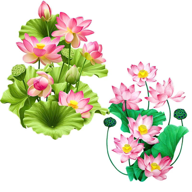 Three Ratels QCF47 Exquisite hand-painted lotus,elegant flower decoration wall sticker for home decoration Toilet Decal refrige