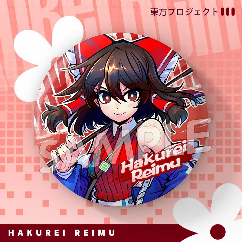 Touhou Project Figure Reimu Hakurei Metal Badge Marisa Kirisame Backpack Ornament Pins Toy Flandre Scarlet Anime Broochs Gift
