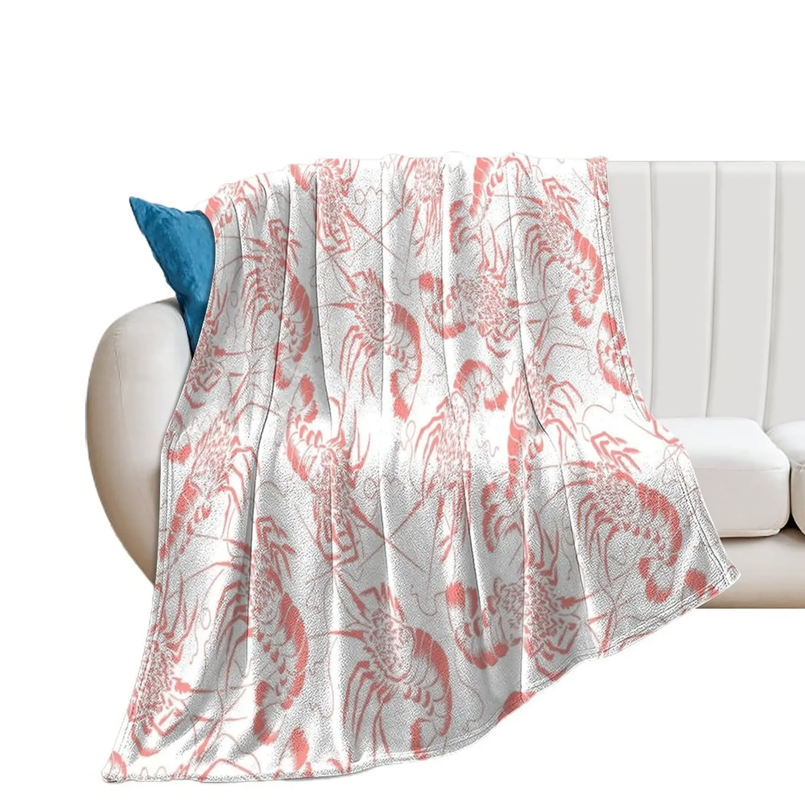 

Prawn Shrimp Pattern Throw Blanket Hairy for sofa Nap Blankets