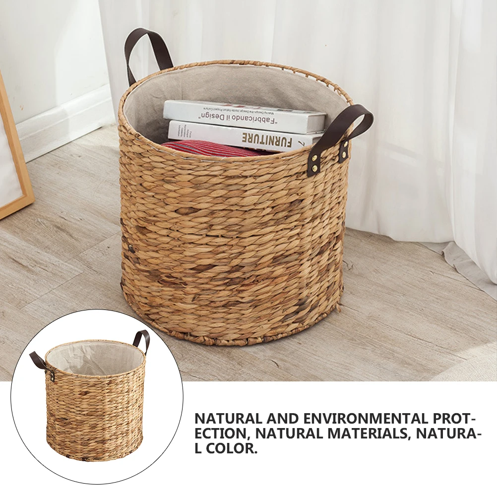 

Straw Storage Basket Gourd Grass Woven Iron Frame Cotton Linen Breathable Toy Clothing Space-saving Eco-friendly Home Use