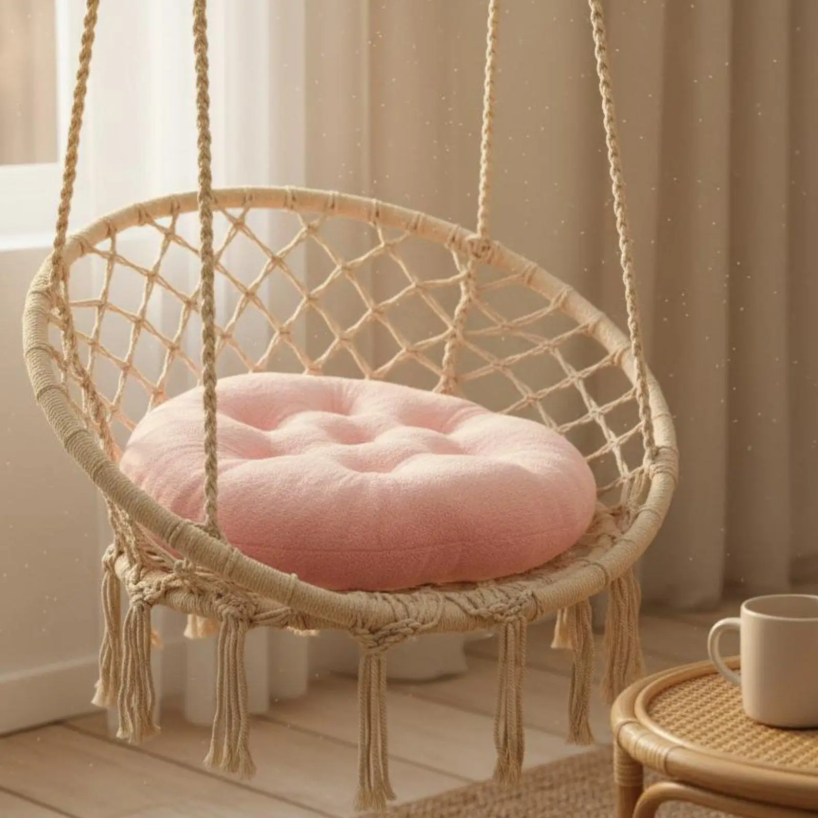 Velvety Hanging Chair Cushion Easy to Clean Moon Chair Replacement Pad Thickened