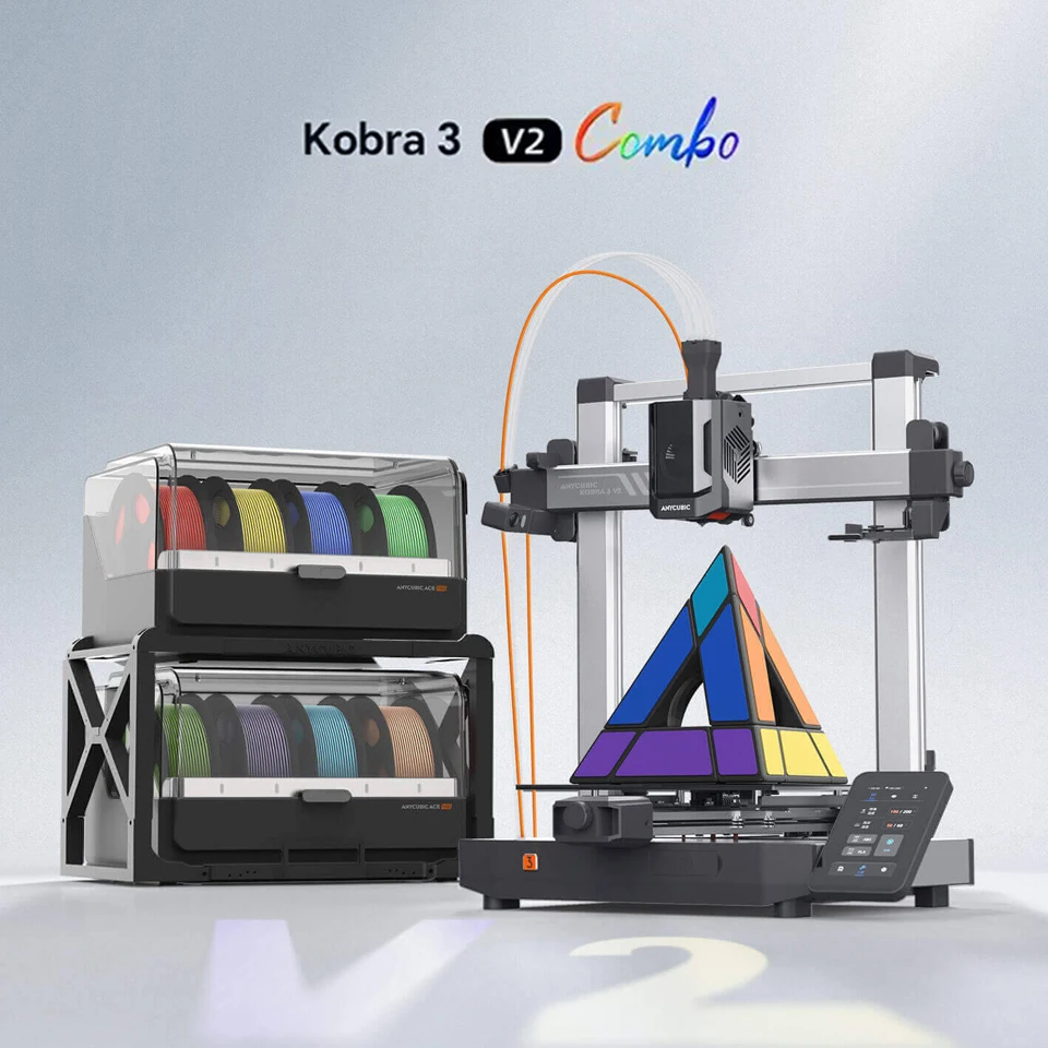 

Новинка!ANYCUBIC Kobra 3 V2 Combo 600 мм/с Быстрая печать 3D-принтер 8 цветов ACE Pro Filament Автоматическое выравнивание FDM Настольный 3D-принтер