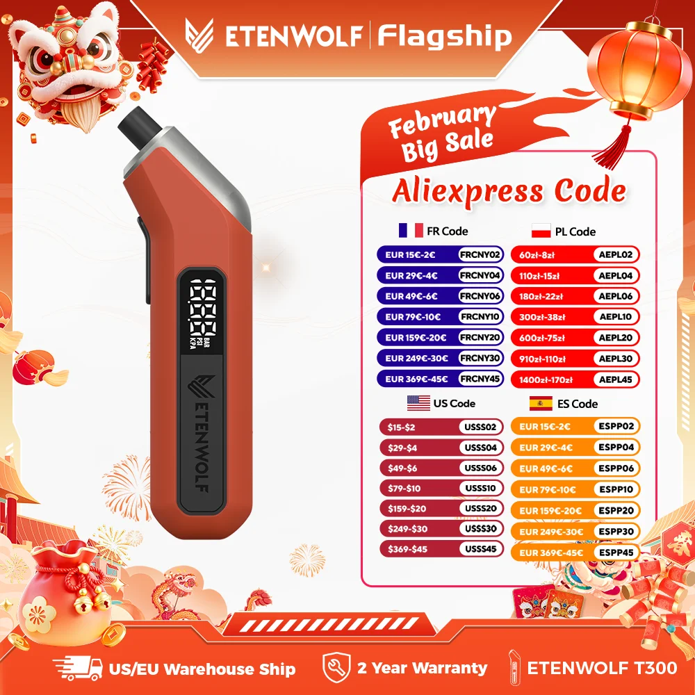 

ETENWOLF T300 Цифровой манометр для шин 3-200 фунтов на квадратный дюйм, калиброванный для ANSI B40.7, класс 2 А, промышленный манометр для шин, батареи 3 А