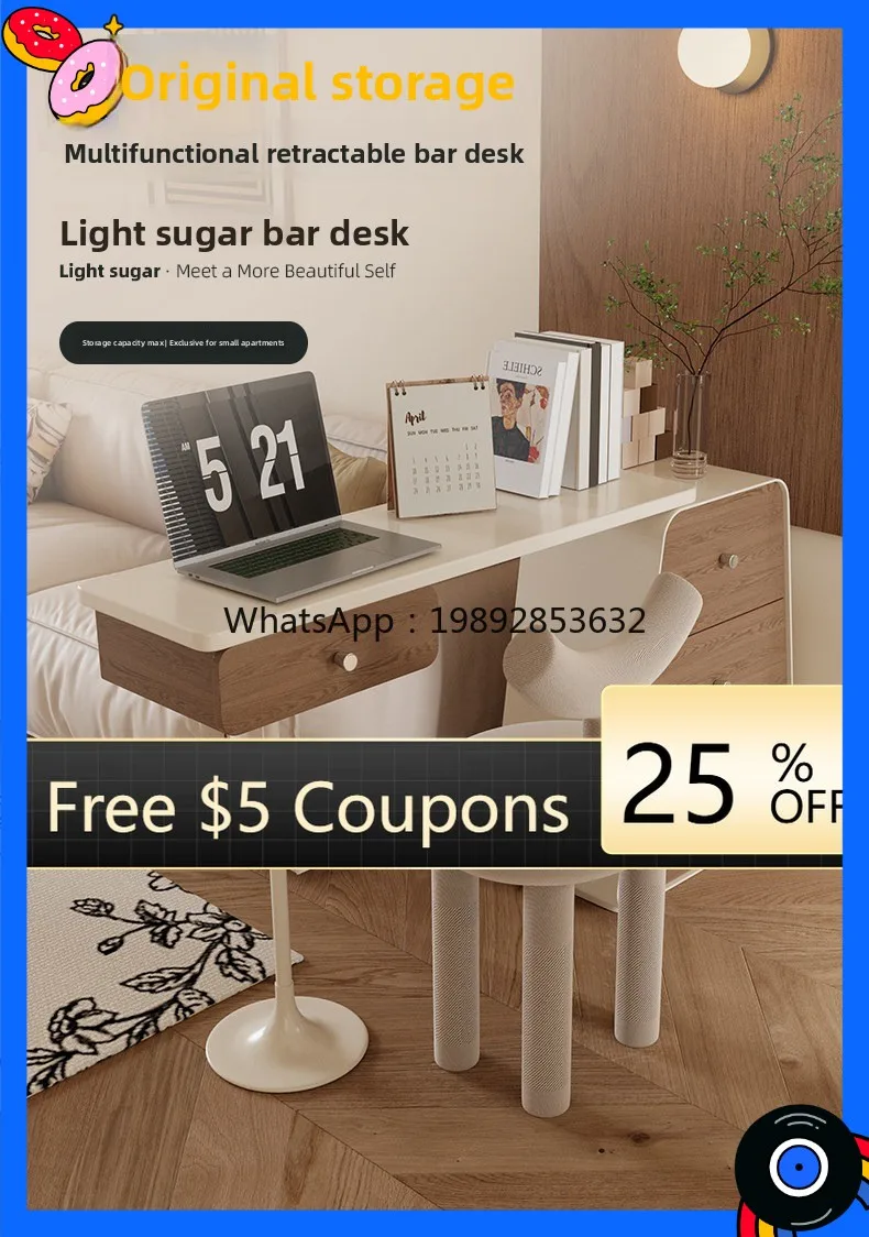 

Small Apartment Double-Sided Sideboard Bar Table Integrated Telescopic Home Living Room Half-Wall Sideboard Sofa Cabinet