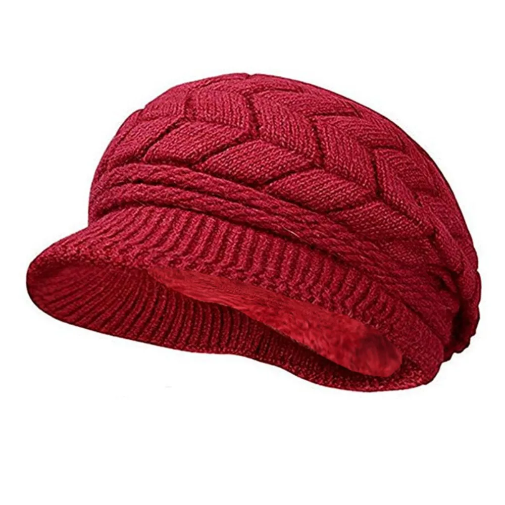 

Breathable Thicken Warm Striper Knitted Cap Winter Brim Caps Women Beret Cap Casual Ear Protection Thicken Knit Hat Outdoor