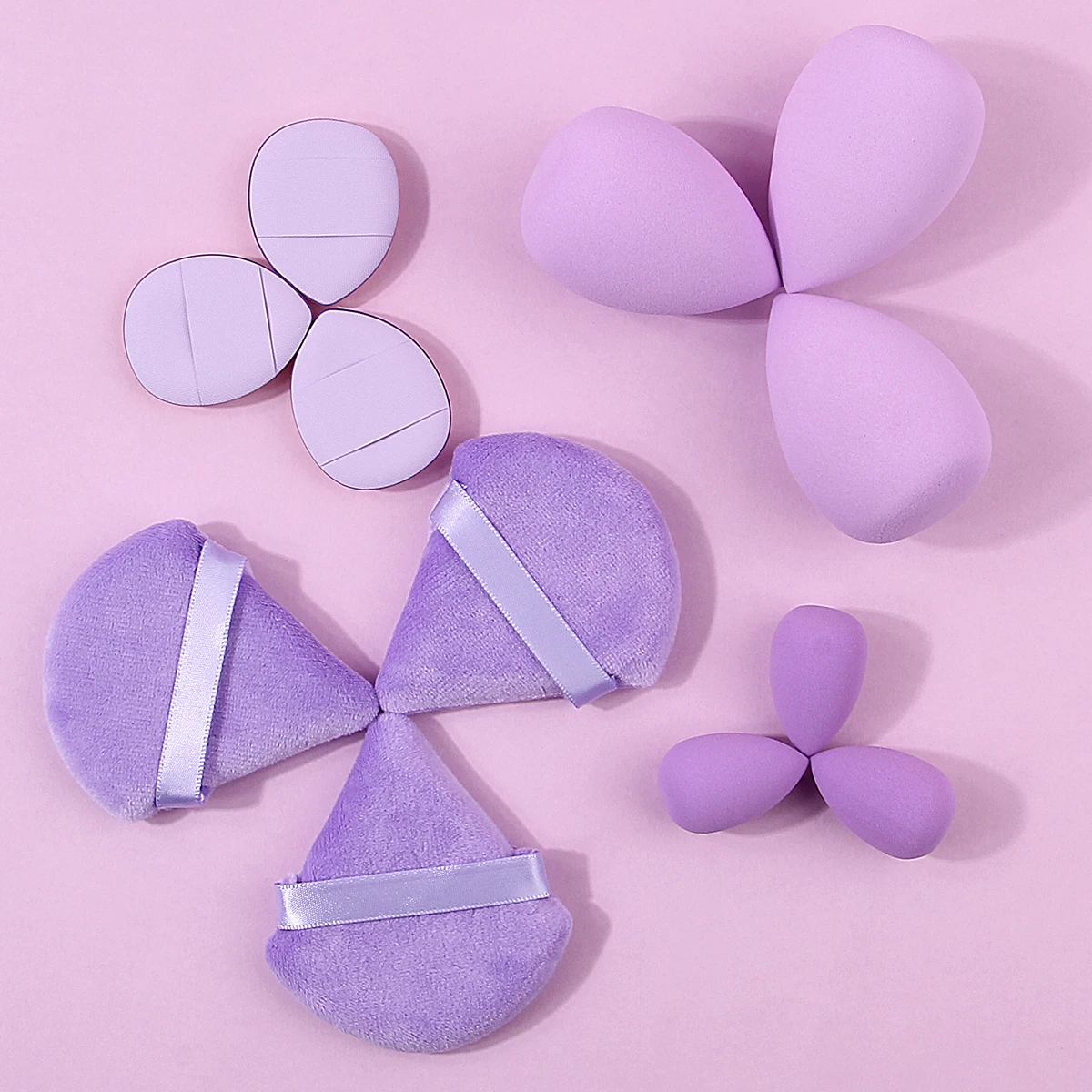12pieces purple makeup sponge powder puff beauty egg set portable dry and wet dual-purpose non-clogging makeup tools