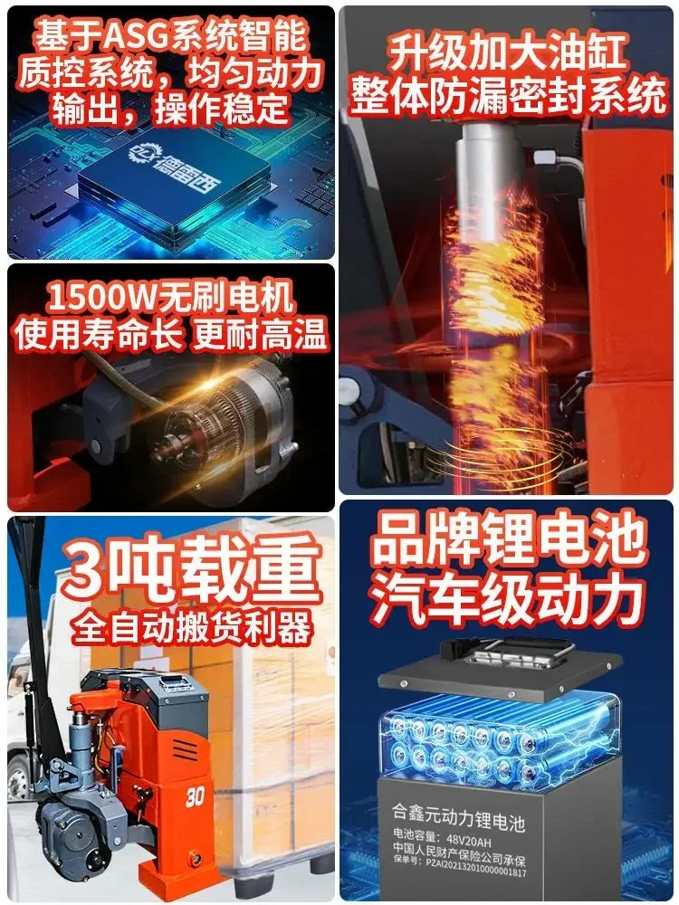 Baustellager, hydraulischer Hubwagen, Entladepalette, 3 Tonnen