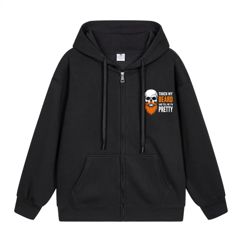 

Men's Zip-Up Hoodie Skull With Beard And Text Halloween in 2025 Casual Couples’ Style Halloween Theme Halloween Party Outfit