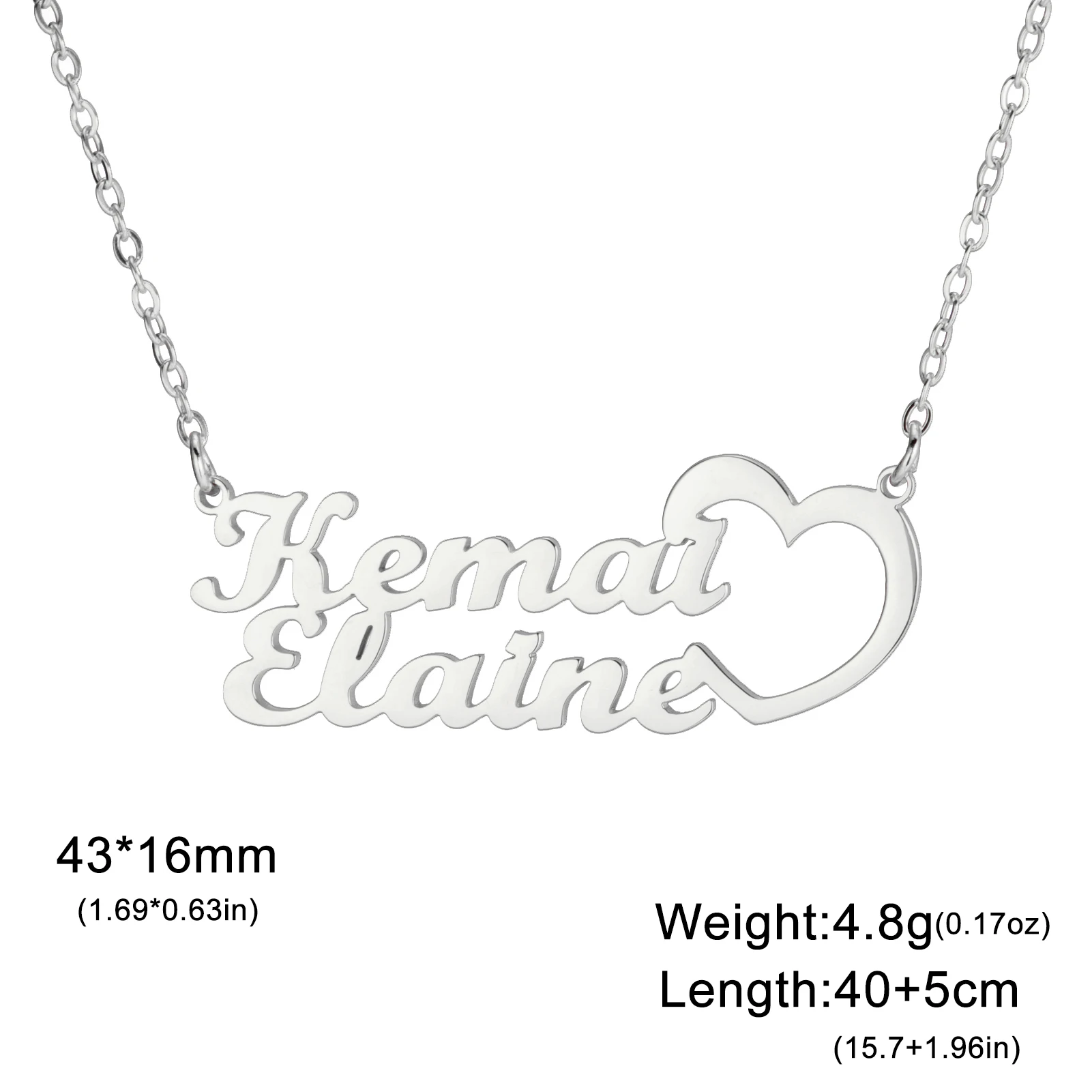 Lemegeton Custom Name Heart Necklace Stainless Steel Women Jewelry Customized Couple Choker Personalized Pendant New Year Gift