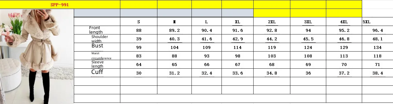 Abrigo de solapa cosido de piel estilo mujer invierno cálido con volantes con capucha cintura moda europea americana