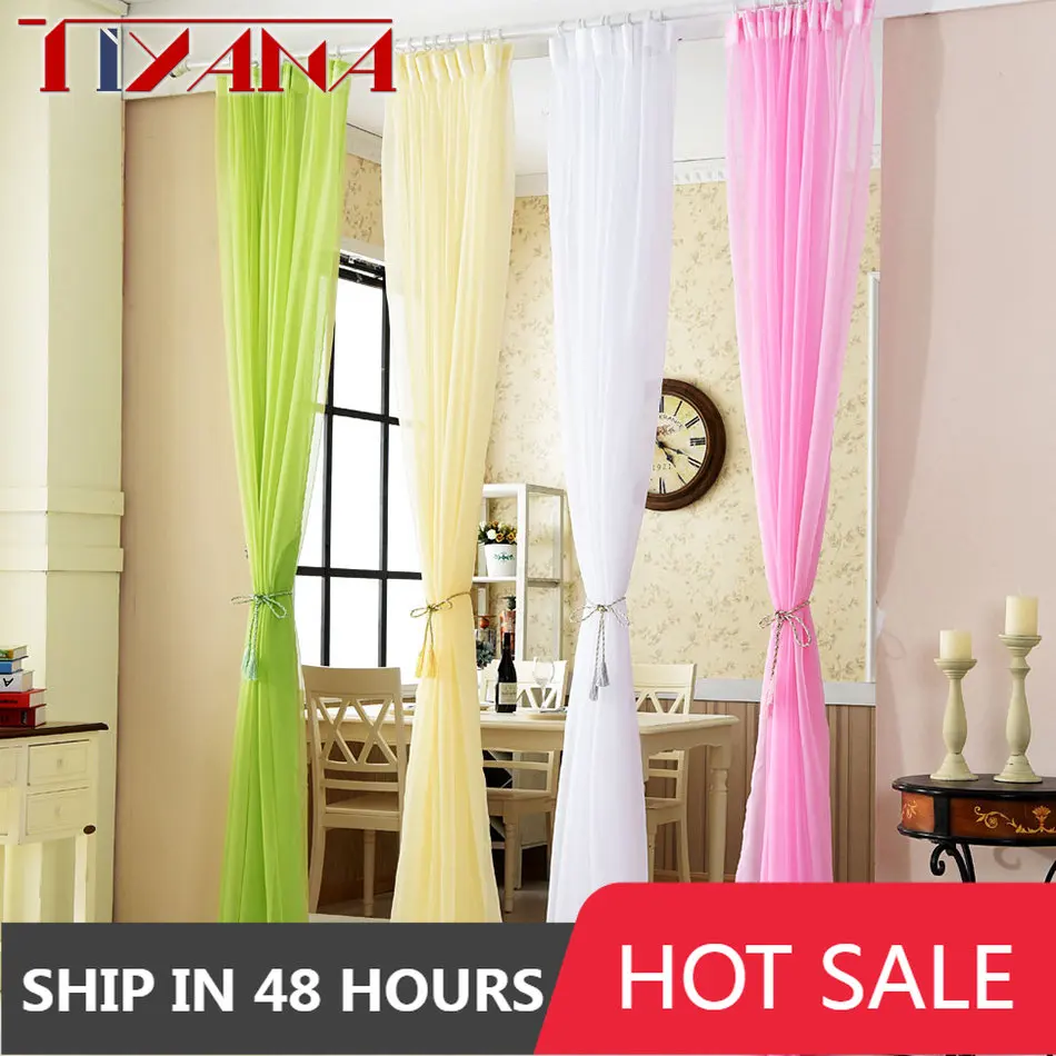 Modern Colorful Solid Color Tulle Curtains For Living Room Bedroom Balcony Wedding Decoration Curtain For Bedroom Door Windows