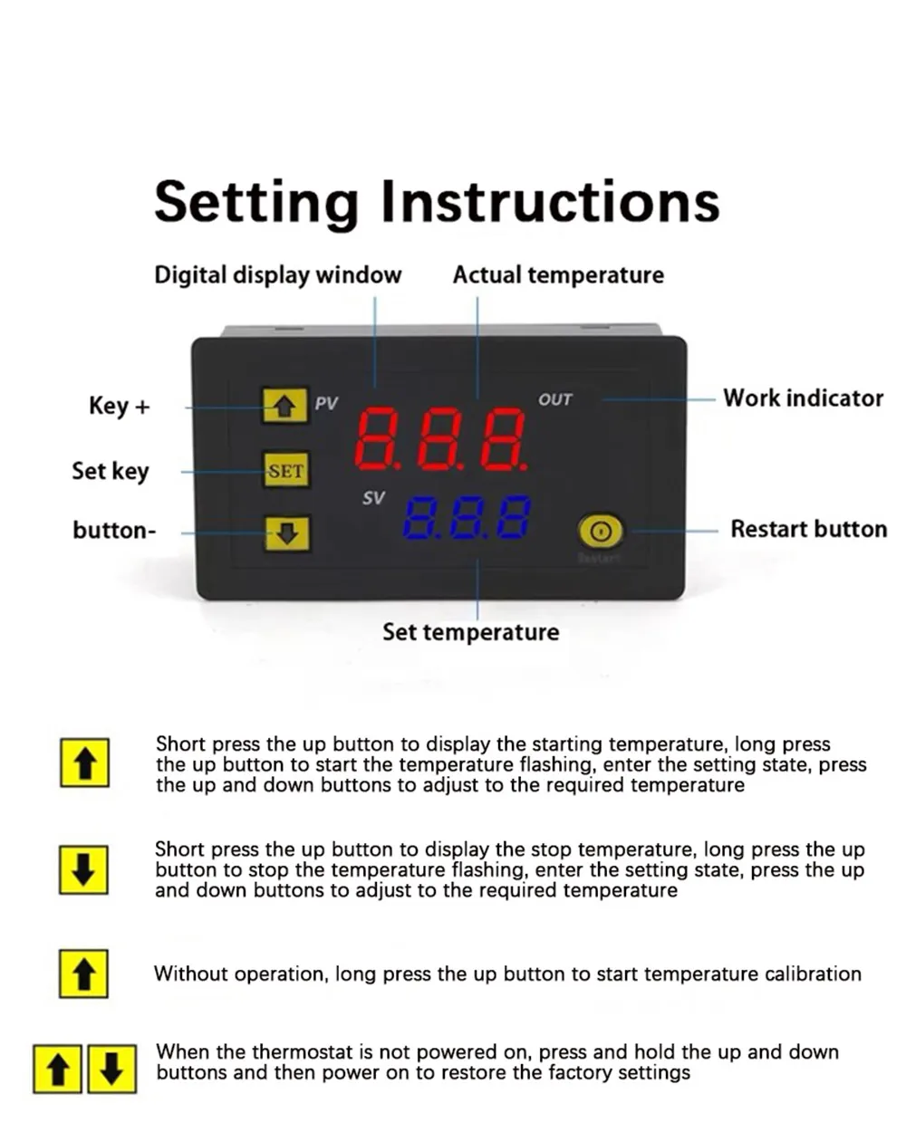 Display a LED W3230 DC 12V 24V 110V 220V AC termostato termoregolatore digitale con interruttore di raffreddamento riscaldamento sensore NTC