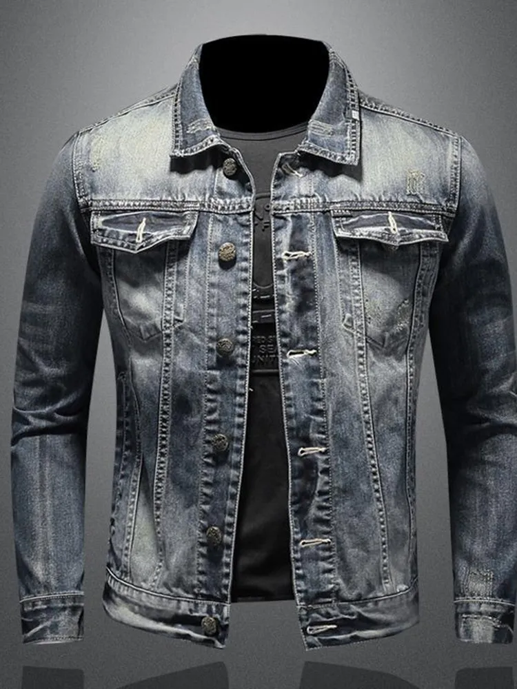 Veste en jean rétro multi-poches pour hommes, manteau décontracté, haute qualité, grande taille, document solide, nouvelle mode, printemps et automne 2024