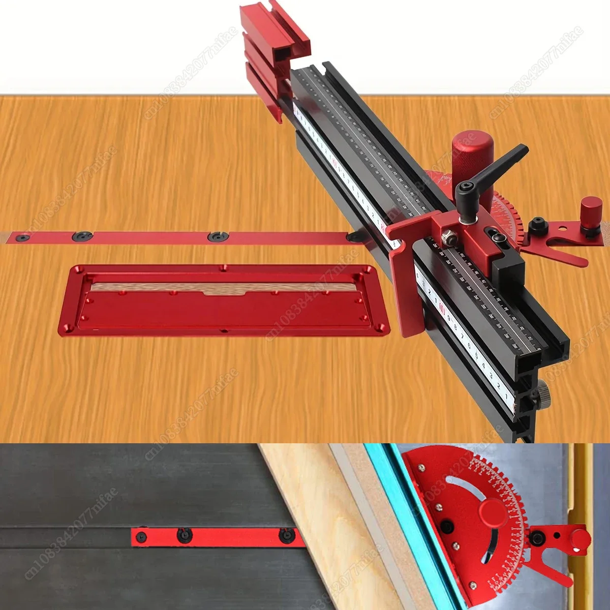 1 Set Red Miter Gauge&400MM Fence With Track Stop Sawing Assembly Angle Ruler for Table Saw Router Woodworking Bench Tools DIY