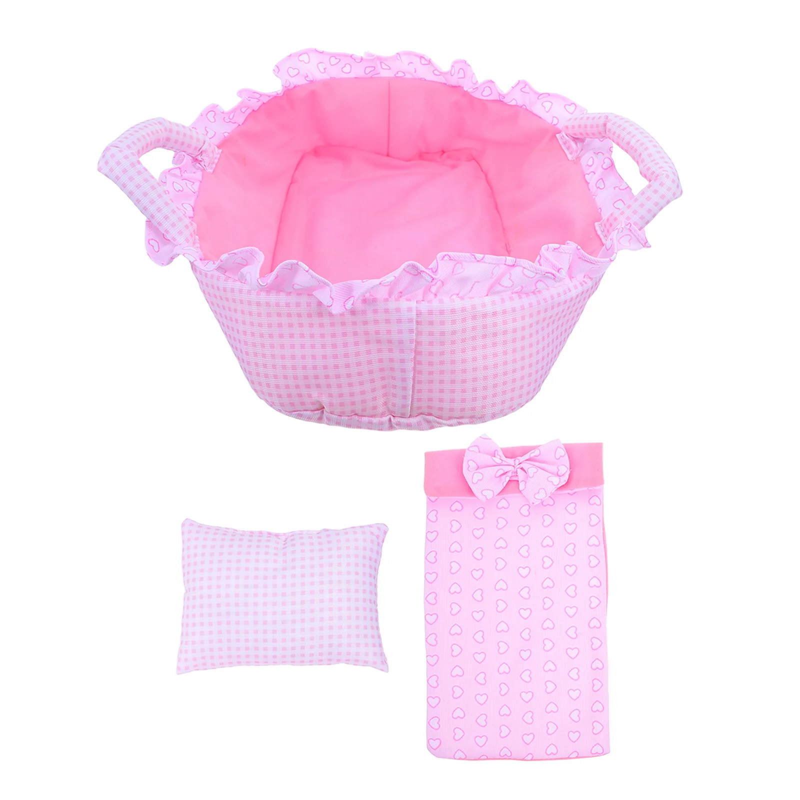 Culla per bambini Culla portatile rosa da 35 cm per giochi di finzione Mini mobili portatili Decorazioni per la camera da letto per giochi di ruolo per bambini