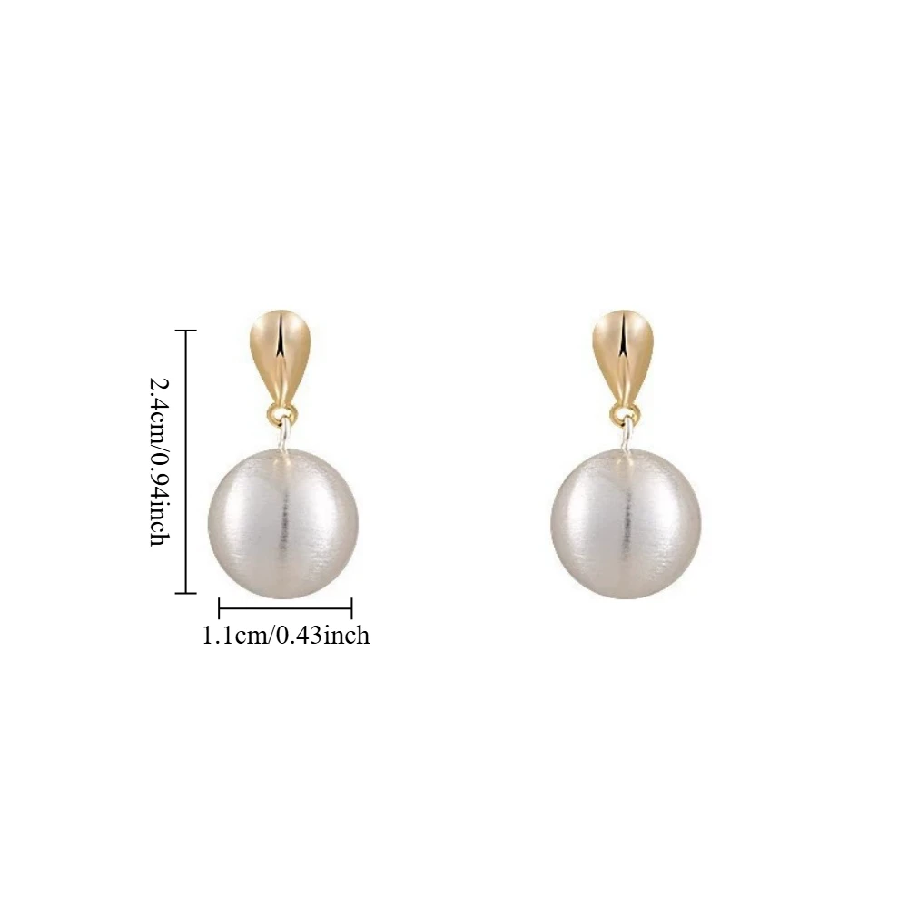

New Fashionable Frosted Metal Ball Earrings for Women Round Ball Drop Earrings Cold Tone Color Block Design Jewelry Accessories
