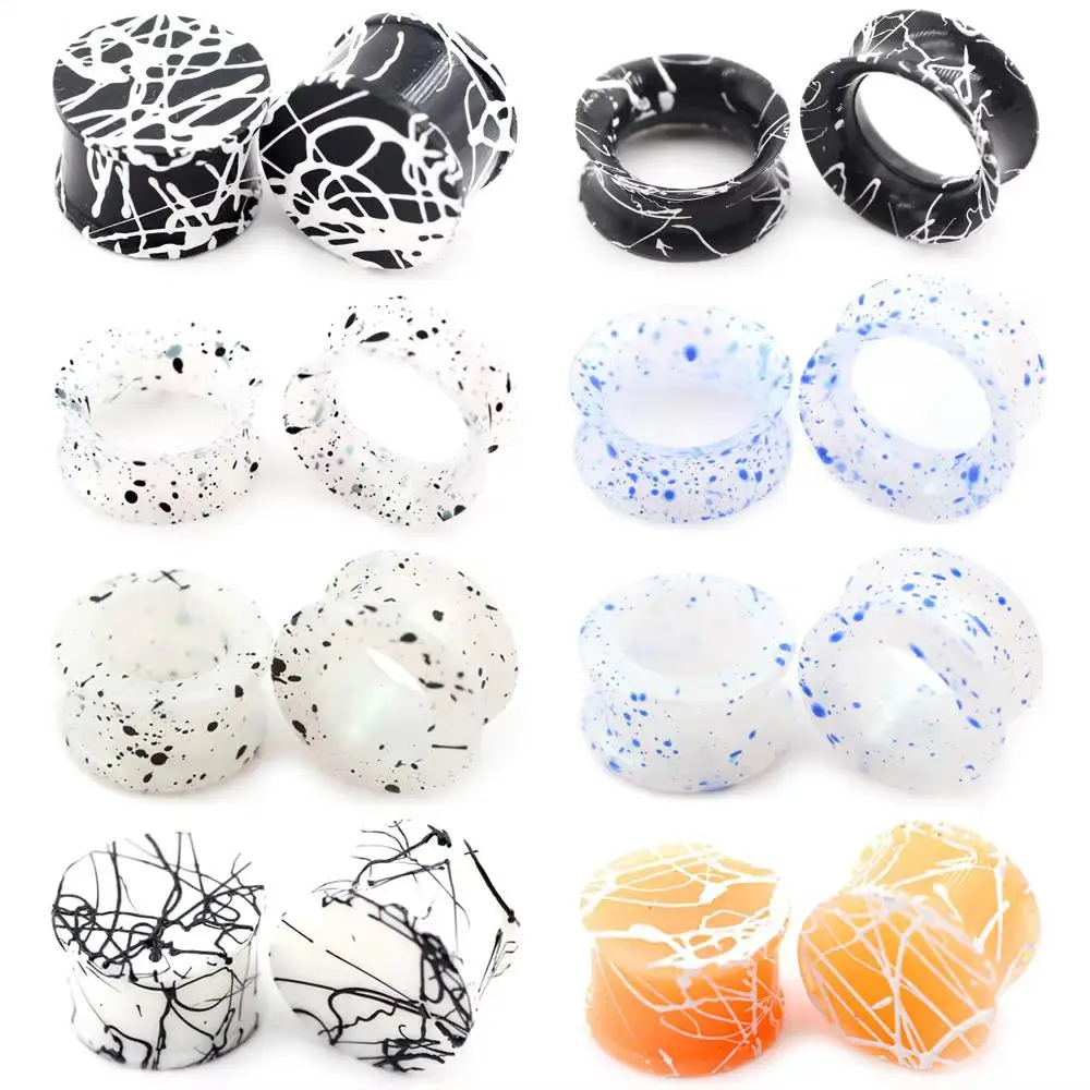 2pcs 3mm-25mm Spot Line Silicone Flexible Flared Flesh Ear Plug Tunnel Expander Stretcher Gauge Earring Piercing Jewelry