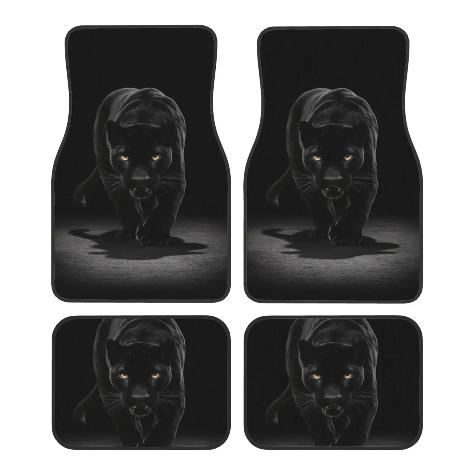 

4pcs Panther Pattern Design Car Interior Mats, Suitable For Sedans, Trucks, SUVs Fashionable Interior Protection, Holiday Gift U
