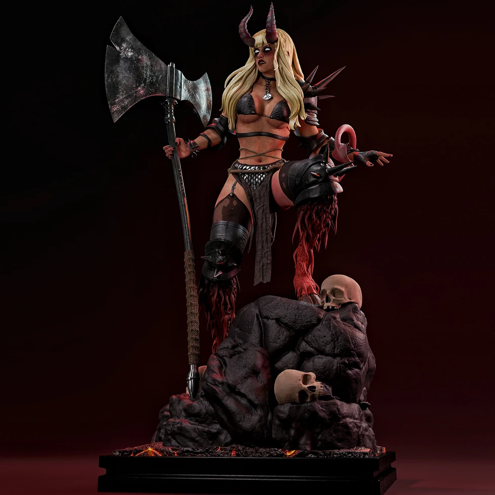 Demon Queen 50mm 75mm 90mm Resin Soldier White Model 3D Printed DIY Coloring Self-assembly Figurines Miniatures