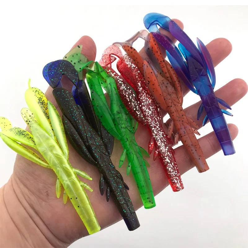 4-8pcs Biomimetic lure fake bait bamboo shrimp 7cm 12cm Soft Fishing Lure Wobblers Artificial Bait with spoon jigFishing Tackle