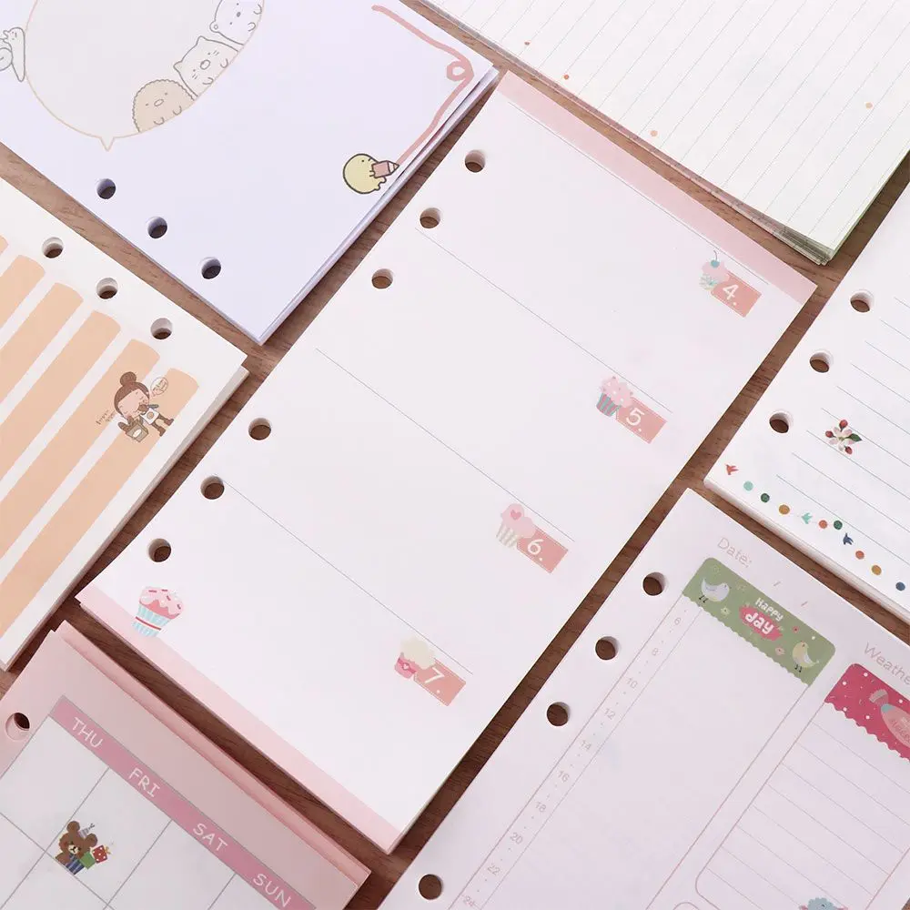Students School Supplies Daily Planner A5 A6 40 sheet Weekly Paper Refill Binder Inner Pages Notebook Refill Loose Leaf