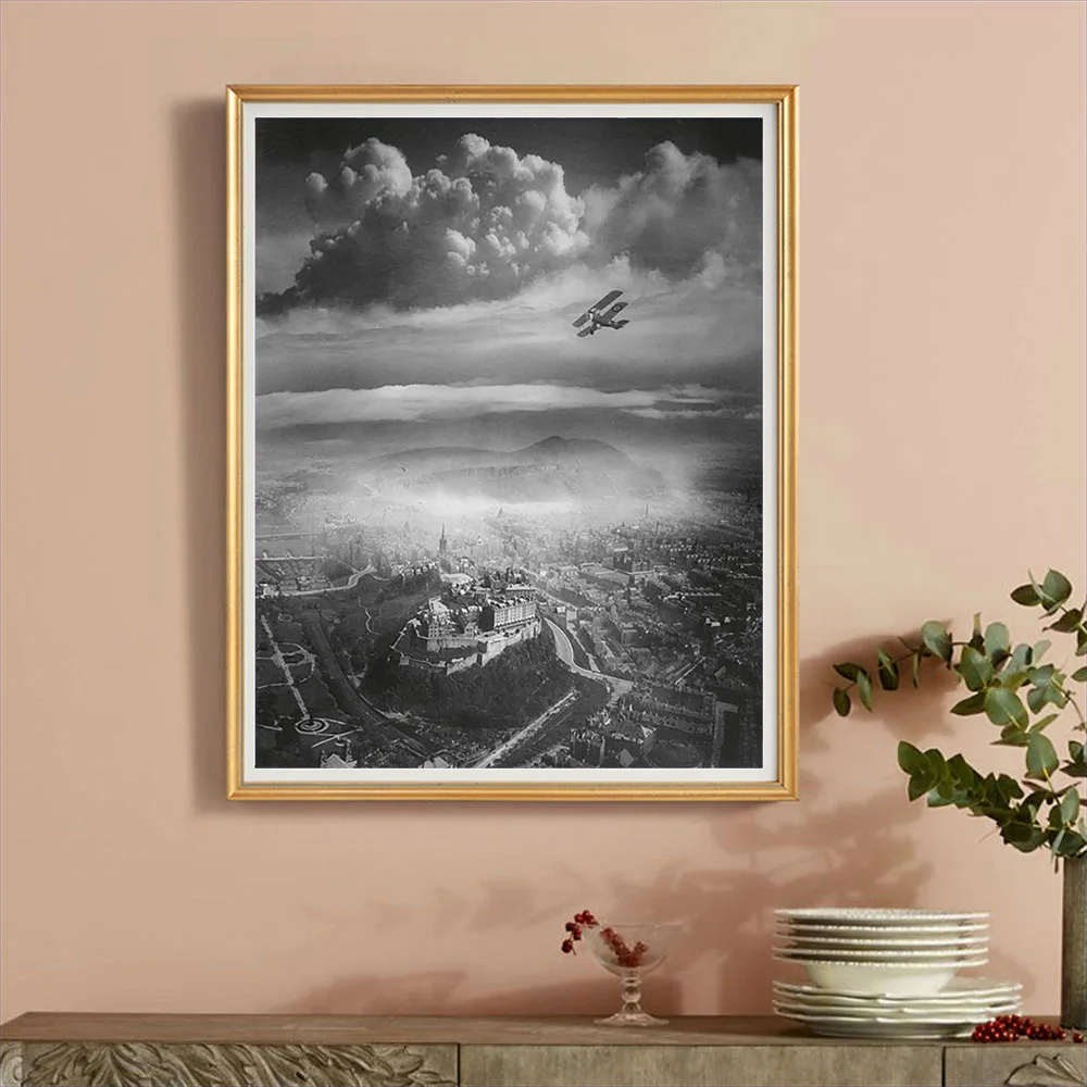 

Alfred Buckham Landscape Photography Art Print Poster Aerial View Of Edinburgh Wall Picture Black White Canvas Painting Decor