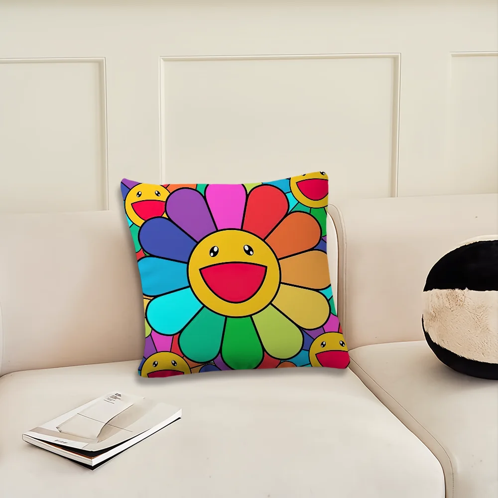 Art T-Takashi Flowers M-Murakami Decoration Room Home Sofa living Office Car Nordic Simplicity Pillow Cover