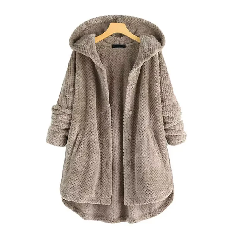 New Women\'s coats wool&blends 2022 Autumn Winter Coat Women Warm  Large Coat wool Jacket Female Plush Coat Hooded Jacket