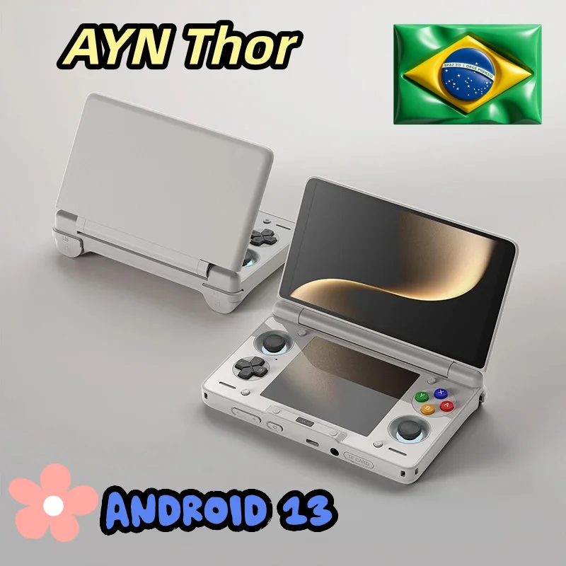 Console de Jogo Portátil AYN Thor com Tela Dupla Flip 6 OLED 120 HZ 1080*1920, Versão 2ª Geração SD 8Gen, 16GB+1TB